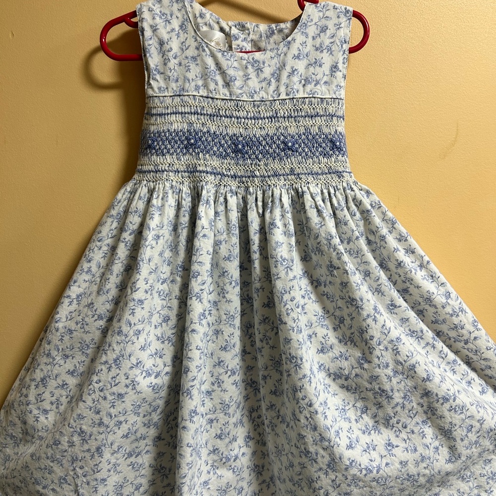 Vintage Strasburg Blue Floral Girls Dress